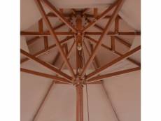 Vidaxl parasol double avec mât en bois 270 cm taupe 44520