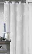 Voilage en Etamine Brodé ronds fils lurex brillants - Blanc/Argent - 140 x 240 cm