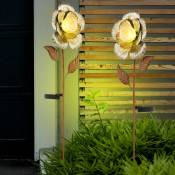 2x led plug solaire lampes fleurs décoration de jardin