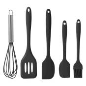 5 pcs Ensemble de spatules en Silicone de Cuisson, Pelle Grattoir Spatule Brosse d'oeufs Fouet pour Cuisine, Ensemble d'ustensiles Cuisine