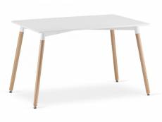 Adrie - table style scandinave salon/cuisine/salle à manger - 120x80x75 cm - pieds en bois - blanc