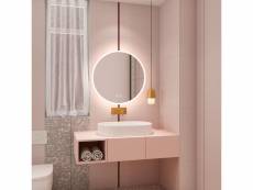 Aica sanitaire miroir de salle de bain avec anti-buée + led 2700k-6500k avec lumière et luminosité réglables rond ∅60cm double interrupteur tactile
