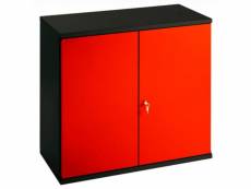 Armoire de bureau métallique 2 portes rouge et noir folia l 80 x h 72 x p 41 cm