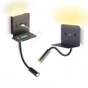 Barcelona Led - Schwenkbare 3W LED-Leselampe "Slange" mit USB-Ladestation - schwarz