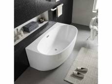 Belina - baignoire semi-ilot - baignoire murale - design et elegante - forme arrondie - acrylique - résistante et durable - blanc - 82x149x58cm