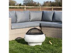 Braséro de jardin à bois chauffage extérieur avec tisonnier couvercle grille charbon bbq ciment gris teamson home hr17501ab HR17501AB