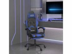 Chaise de jeu avec repose-pied noir et bleu similicuir