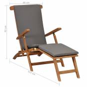 Chaise longue avec coussin - Gris Foncé - 152 x 92 x 60 cm