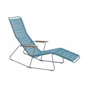 Chaise lounge modulable en métal et plastique bleu pétrole CLICK - Houe