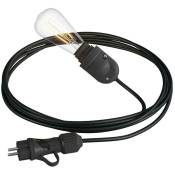 Creative Cables - Snake Eiva, lampe d'extérieur portative, 5 m de câble textile, douille étanche IP65 et fiche Avec ampoule - Noir - Avec ampoule