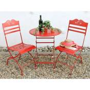 DanDiBo Table + 2 chaises Passion Ensemble de meubles de jardin Ensemble de siège en métal rouge