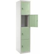 Décoshop26 - Caisson à tiroirs casier rangement bureau quatre portes verrouillables 180x38x45cm en métal vert