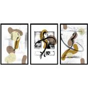 Design art Trio, Set de 3 posters muraux - 90x45cm