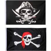 Drapeau de pirate, drapeau de crâne de 2 pièces,