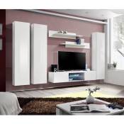 Ensemble Meuble TV FLY P1 avec LED. Coloris blanc. Meubles suspendus design pour votre salon. - Blanc