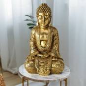 Etc-shop - Figure de bouddha salon figure décorative décoration de la maison, sculpture asiatique, résine synthétique or, Lxlxh 12x10x20 cm