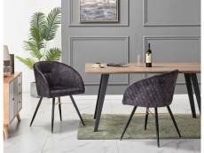 Eva - lot de 2 fauteuils chaises de salle à manger - finition tissu velours noir - pieds noir et dorés - style scandinave