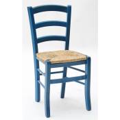 Fashion Commerce - Lot de 2 chaises en bois bleu en paille - Blu