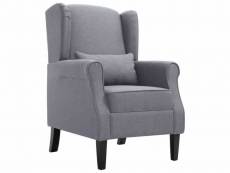 Fauteuil chaise siège lounge design club sofa salon gris foncé tissu helloshop26 1102204par3