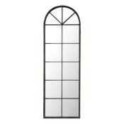 Grand miroir fenêtre arche en métal noir 59x180