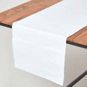 Homescapes - Chemin de table en coton uni, Blanc - Blanc