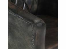 Icaverne - fauteuils ligne fauteuil gris cuir véritable