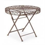 Iperbriko - Table en métal brun rustique Melanie