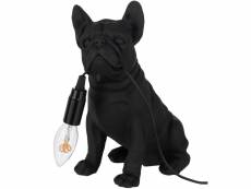 Lampe bulldog noir en résine 25 cm