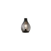 Lampe cage en métal alimentée par piles Lampe en fer scandinave vintage, noire