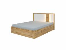 Lit adulte design wood 160 x 200 cm + led dans la tête de lit. Meuble design idéal pour votre chambre.