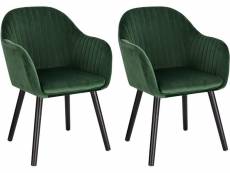 Lot de 2 chaises de salle à manger-assise en velours-chaise pour cuisine/salon/café-vert foncé