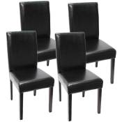 Lot de 4 chaises de séjour Littau, simili-cuir, noir, pieds foncés