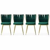 Lot de 4 chaises Scribe Métal Or et Velours Vert - Vert