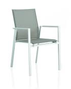 Lot de 4 fauteuils en aluminium blanc avec toile plastifiée