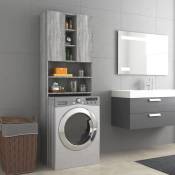 Maisonchic - Meuble machine à laver Meuble pour wc Sonoma gris 64x25,5x190 cm 78701
