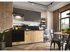 Meubles cuisine complète clara gris chêne mat - 1m80 - 6 meubles