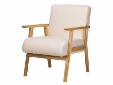 Nordlys - fauteuil de salon scandinave avec structure bois bouclettes blanc