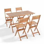 Oviala - Table de jardin et 4 chaises pliantes en bois - Bois