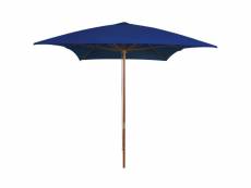 Parasol d'extérieur avec mât en bois bleu 200x300