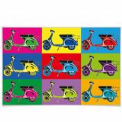 Poster XXL Vespa Motocyclette Lambretta Retro affiche murale 175x115 cm - multicolore