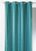 Rideau en Jacquard à Rayures Chenille Verticales - Bleu Canard - 135 x 260 cm