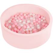 Selonis - Piscine à Balles Ronde En Mousse 90X30cm/300 Balles Pour Bébé Enfant, Rose: Rose Poudré/Perle/Transparent - rose: rose