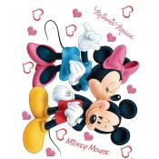 Sticker mural Minnie & Mickey Mouse - 65 x 85 cm de Disney rose, rouge, jaune et bleu