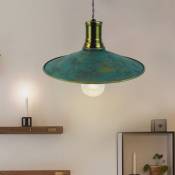 Suspension luminaire vintage en métal vert et cuivre