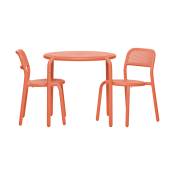 Table bistrot et 2 chaises en aluminium tangerine Toni