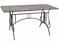 Table d'extérieur en fer forgé Table de jardin rectangulaire amovible en finition rouille patinée L150xPR80xH77 cm F0976