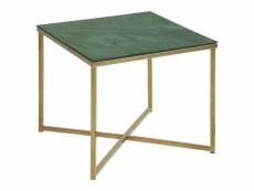 Table d’appoint carré en verre et métal - vert