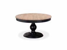 Table ronde extensible en bois massif héloïse bois naturel et pied noir