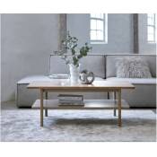 Tables Basses Bobochic Table basse double plateau 120 cm louisa placage chêne massif - Marron clair