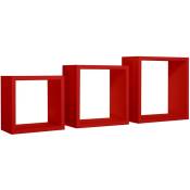 Tagères cubiques murales lot de 3 cubes modulaires mod. incubo rouge